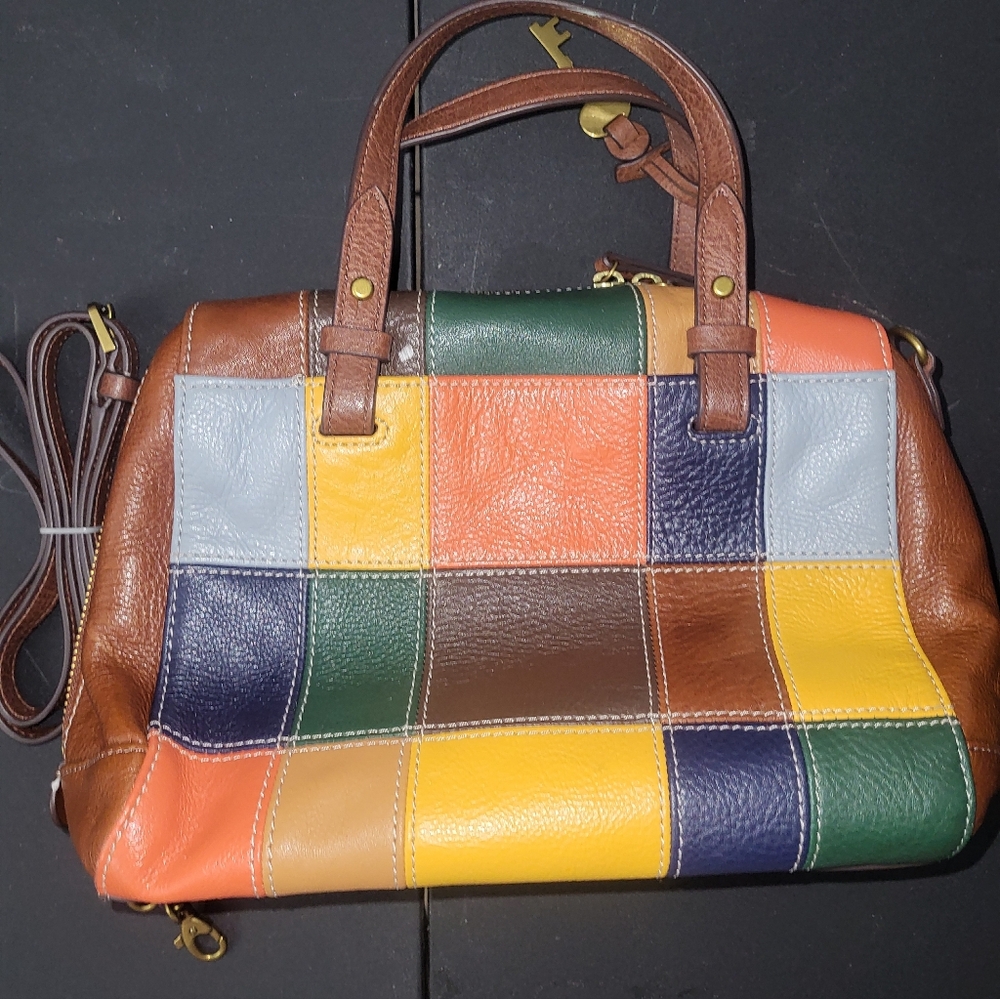 Fossil Multicolor Patchwork Satchel